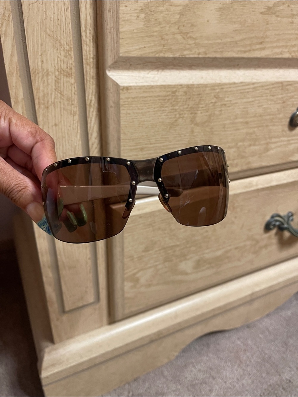 Gucci Brown Studded Oversized Sunglasses